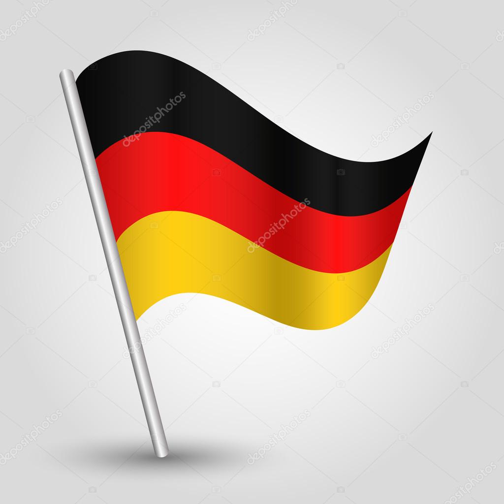 Vector 3d waving german  flag on pole