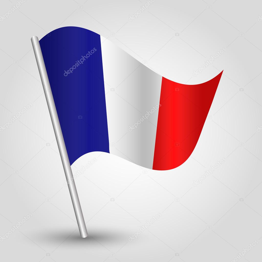 Vector 3d waving french flag on pole