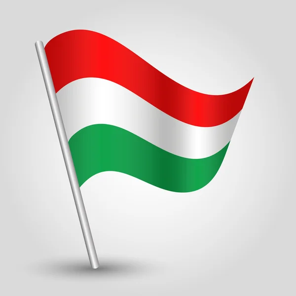 Vektoros 3d hullámzó magyar zászló-pole — Stock Vector