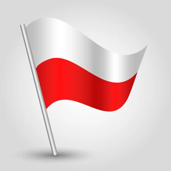Wektor 3d macha flagą Polski na słup — Wektor stockowy