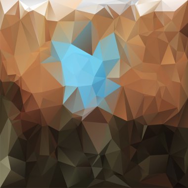 Düzensiz tessellations desen - dünyevi renklerde üçgen tasarım - kahverengi, bej ve mavi ile vektör poligonal arka plan