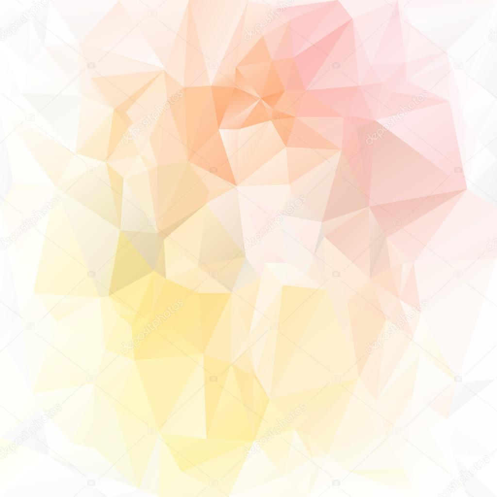 Vector polygonal background pattern - triangular design in light spring pastel tender   colors - yellow, pink, peach, orange