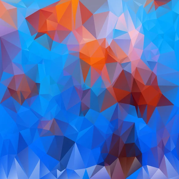 Patrón de fondo poligonal vectorial - diseño triangular en colores de vida submarina - azul y naranja — Vector de stock