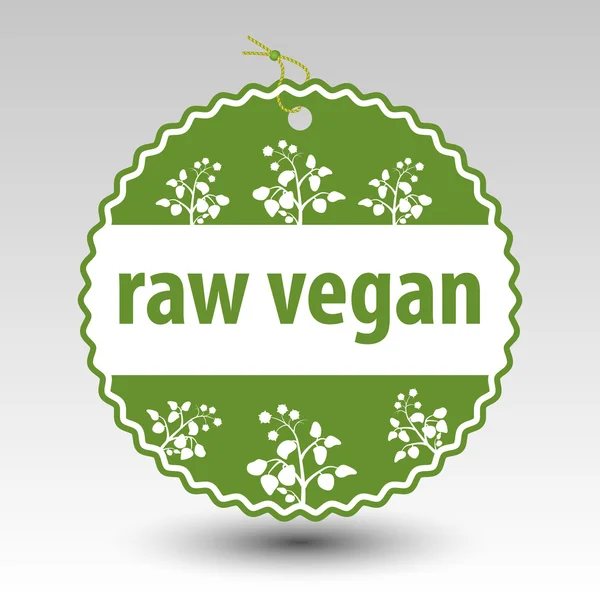 Vector green raw vegan product paper price tag — стоковый вектор