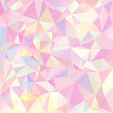 Vector polygonal background pattern - triangular design in pastel spring colors - pink, yellow, blue and green