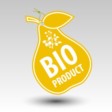 Sarı bio ürün armut etiketi etiket dizesi ile