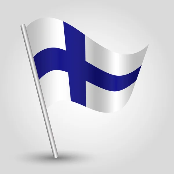 Vecteur 3d agitant drapeau finlandais triangle simple sur le poteau — Image vectorielle