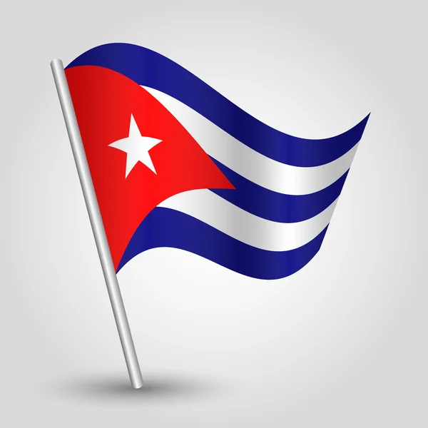 Vetor acenando bandeira cubana triângulo simples no pólo —  Vetores de Stock