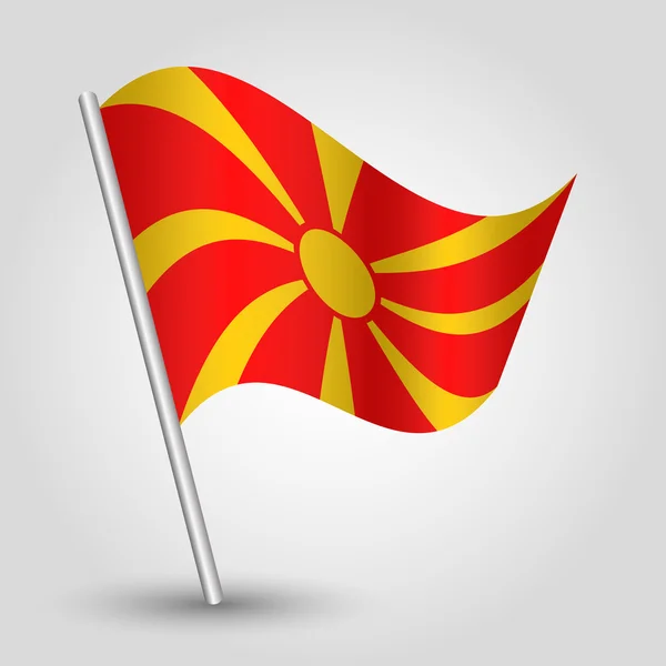 Vector waving simple triangle macedonian flag on pole — Stock Vector