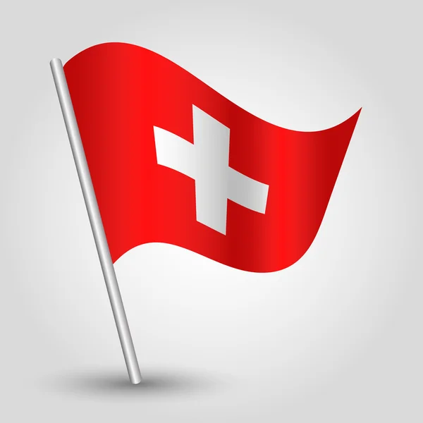 Vector ondeando triángulo simple bandera suiza en polo — Vector de stock