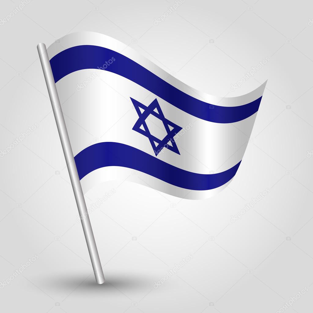 Vector waving simple triangle israeli flag on pole
