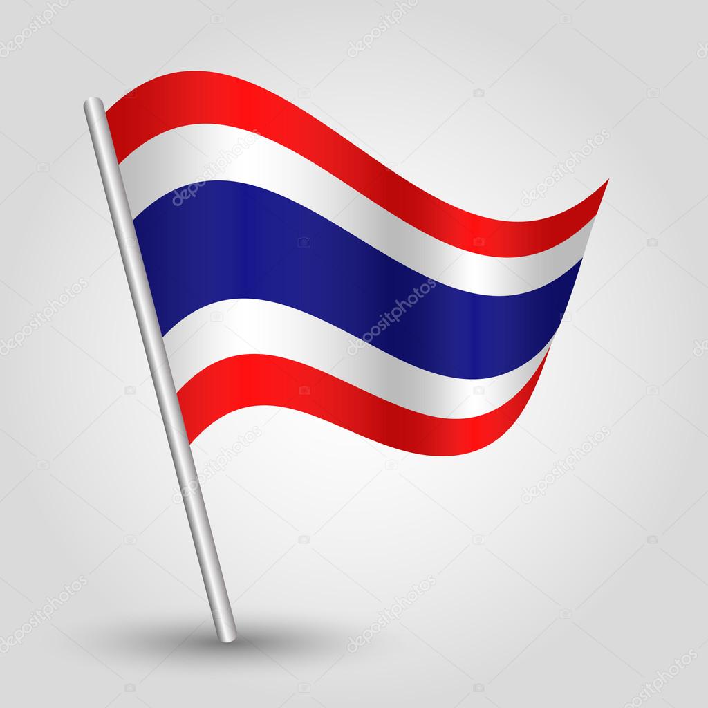 Vector waving simple triangle thai flag on pole