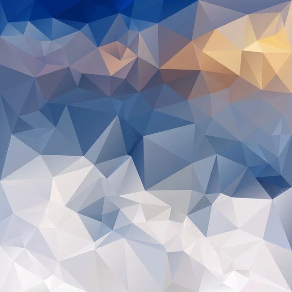 Diseño triangular de fondo poligonal vectorial en colores de montañas de invierno: blanco, azul, amarillo — Vector de stock