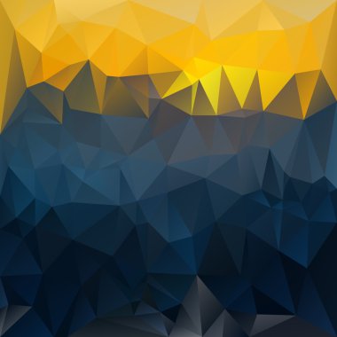 Vektör poligonal arka plan ile renklerde sundown - koyu mavi ve sarı üçgen çizmek