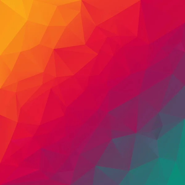 Diseño triangular de fondo poligonal vectorial en colores del espectro del arco iris: naranja, rojo, violeta, azul — Vector de stock