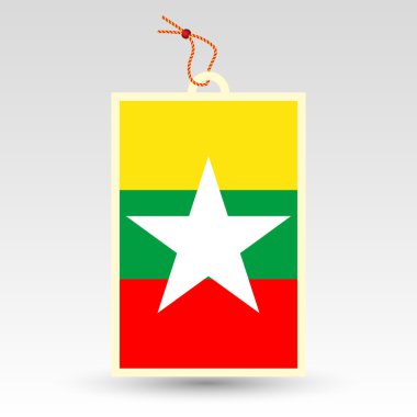 ulusal bayrak ve dize olan Birman fiyat etiketi - made ın burma sembolü - etiket