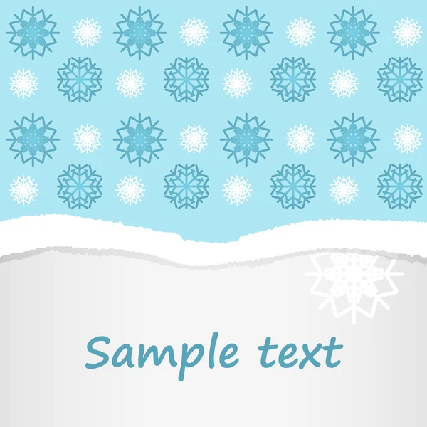 Copos de nieve azules y blancos patrón sin costuras invitación postal de Navidad — Vector de stock