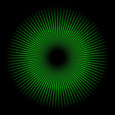 Yeşil psychedelic halka desen doku sembol siyah arka plan üzerine