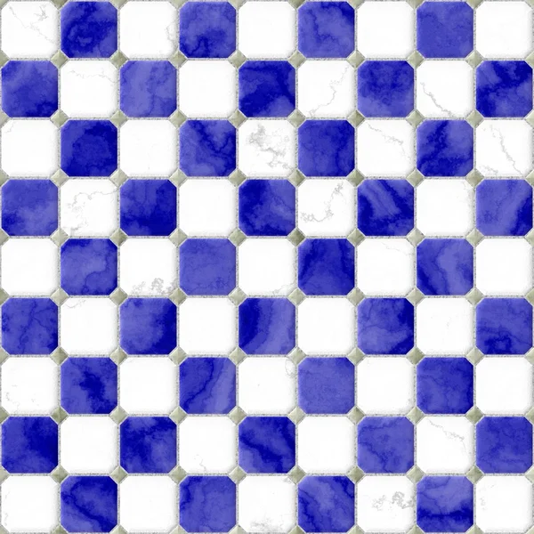 Kék fehér padló márvány négyzet alakú csempe varrat nélküli mintát textúra háttér — Stock Fotó