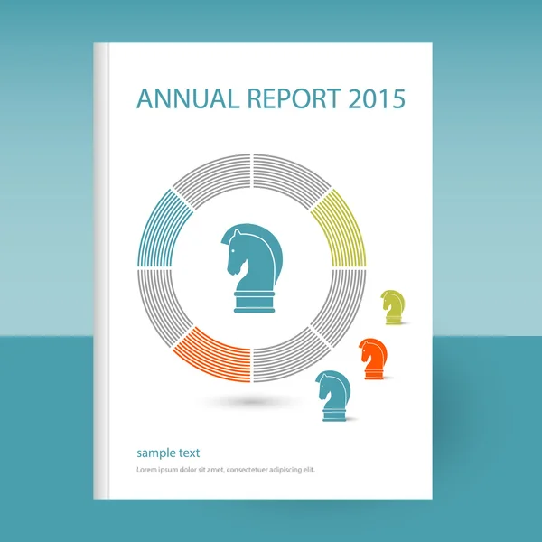 Acoperirea vectorială a raportului anual cu pictograma strategiei calului de șah — Vector de stoc