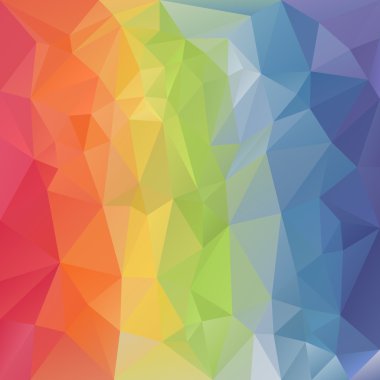 düzensiz mozaik desen - tam renkli üçgen geometrik tasarım - pastel gökkuşağı spektrum ile vektör çokgen arka plan