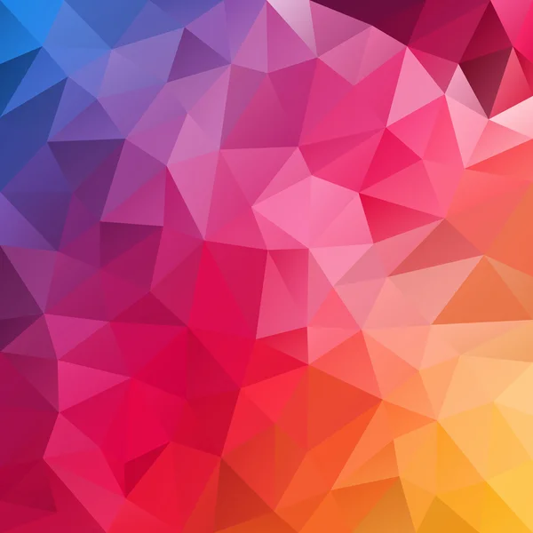 Sfondo poligonale vettoriale con motivo a tassellazione irregolare - disegno geometrico triangolare a spettro completo - blu, viola, rosso, rosa arancio, giallo — Vettoriale Stock