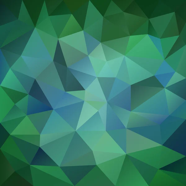 不規則なテッセレーション パターン - エメラルド色で三角形の幾何学的なデザイン - 青と緑のベクトル多角形の背景 — ストックベクタ