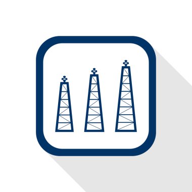 kare koyu mavi kutsal kişilerin resmi petrol platformlar uzun gölge - petrol üretim düz tasarım sembolü ile vektör