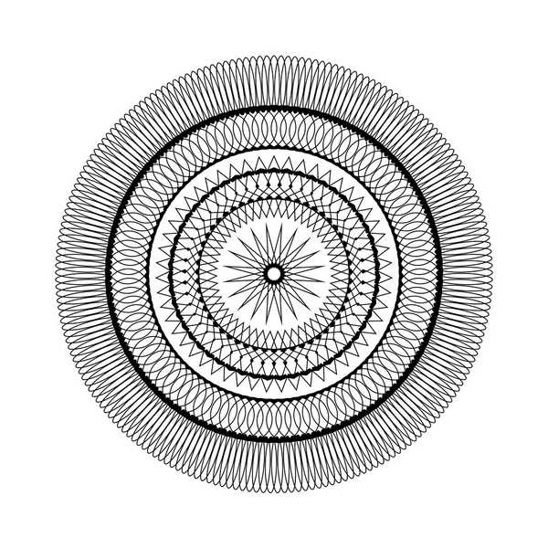 Vektör yetişkin renklendirme kitap sayfa dairesel desen mandala yıldız siyah ve beyaz - geometrik şekiller — Stok Vektör