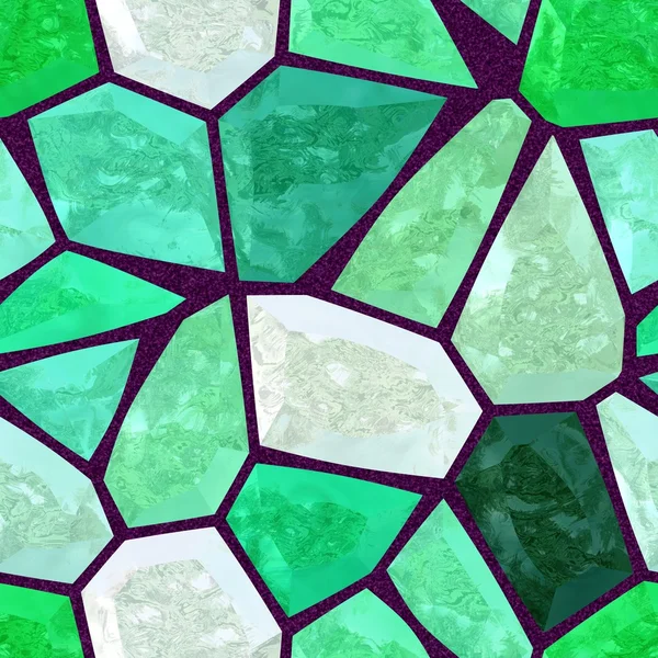 Fresco marmo verde irregolare pietra plastica mosaico senza cuciture texture sfondo con scura malta viola — Foto Stock