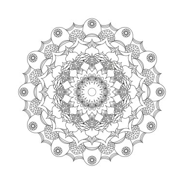 vektör boyama kitabı sayfası döngüsel desen mandala çiçek siyah ve beyaz - çiçek arka plan Yetişkin