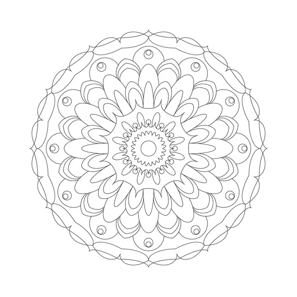 Vector adult coloring book page circular pattern mandala abstract flower black and white - floral background — Stock Vector