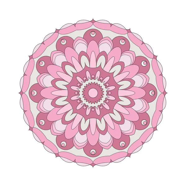Вектор взрослых раскраски страницы круговой шаблон мандала цветок цветущий старый розовый - цветочный фон — стоковый вектор