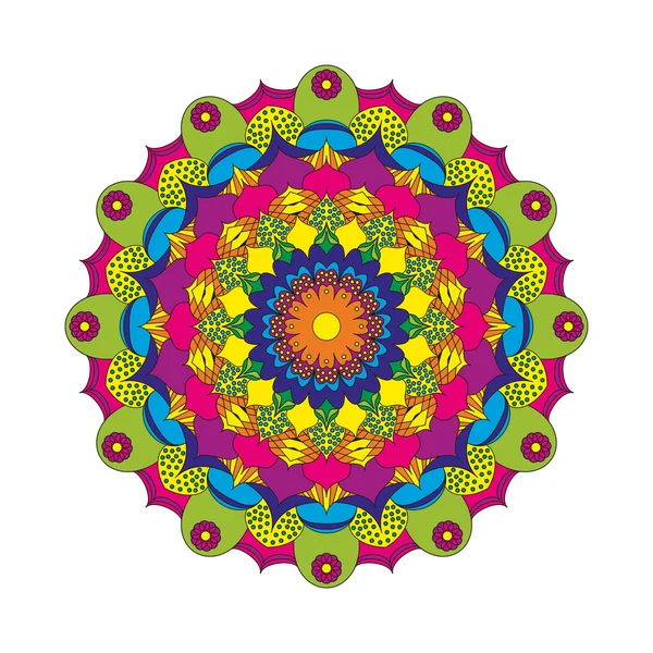 Vector adult färg bok sidan cirkulärt mönster mandala blomma färgade - floral bakgrund — Stock vektor