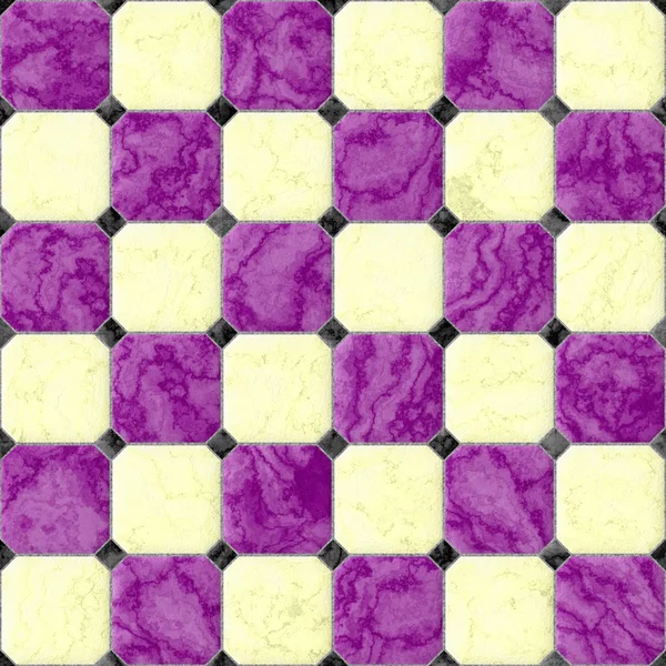 Carreaux de sol carré en marbre violet jaune avec losanges noires et l'écart gris sans couture motif texture fond — Photo