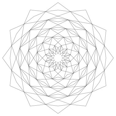 vektör boyama kitabı sayfası döngüsel astral geometrik desen mandala yıldız siyah ve beyaz - mistik arka plan Yetişkin