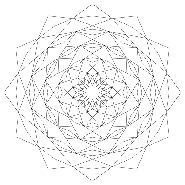Vector adulto para colorear libro página circular astral patrón geométrico mandala estrella blanco y negro fondo místico — Vector de stock