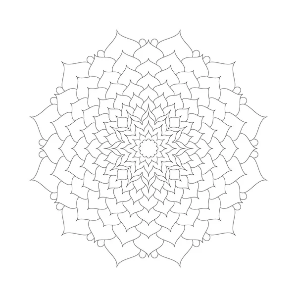 Vecteur adulte coloriage livre modèle circulaire mandala fleur de lotus noir et blanc - fond floral — Image vectorielle