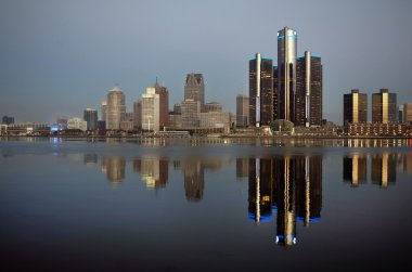 Detroit manzaralı panoramik çekim Kanada'dan