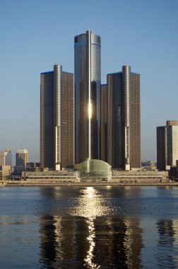 Detroit manzaralı panoramik çekim Kanada'dan