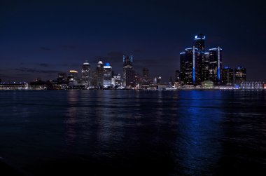 Detroit şehir panoramik gece atış