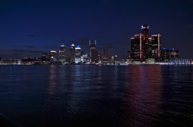 Detroit şehir panoramik gece atış