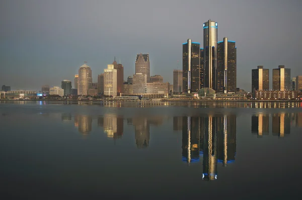 Detroit Scenic Panoramic View Shot From Canada — Stock Photo, Image