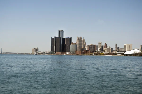 Vista panorámica panorámica de Detroit desde Canadá — Foto de Stock
