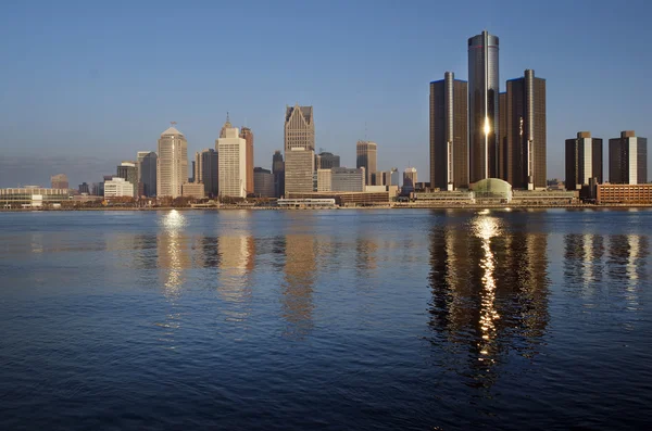 Detroit schilderachtig panoramisch uitzicht schot uit Canada — Stockfoto