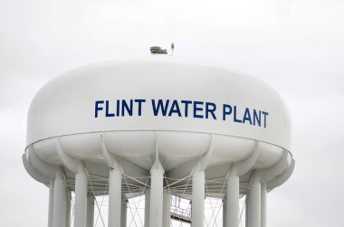 Flint Michigan 23 Ocak 2016: su kulesi Flint su tesisi