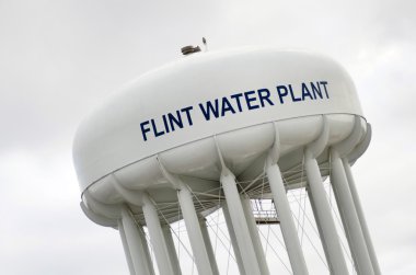 Flint Michigan 23 Ocak 2016: su kulesi Flint su tesisi
