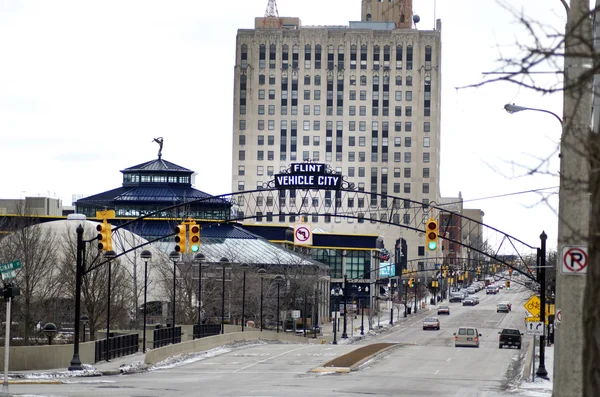 Flint City Limit tecken — Stockfoto