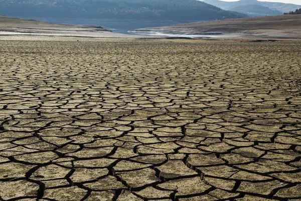 The drought bottom of the an empty dam in Bulgaria. Hot weather and climate changes makes the dam almost empty in 2021. Climate disaster.