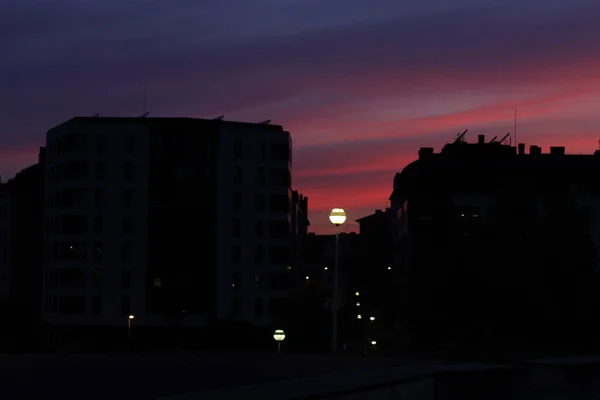 Sonnenuntergang Einem Stadtpark — Stockfoto